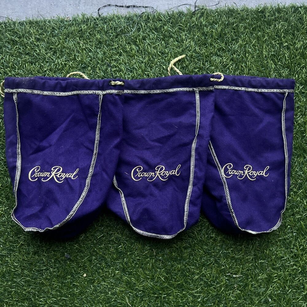 CROWN ROYAL PURPLE BAG 9" WITH DRAW STRING Lot Of 3